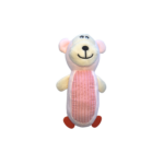 Hundelegetøj lyserød bamse med piv 13x23cm