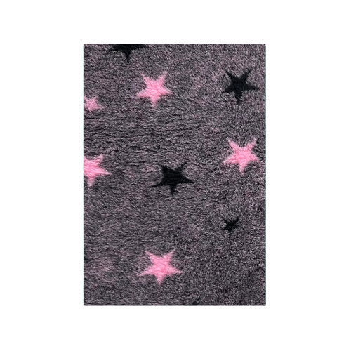 Grå vetbed lyserøde sorte stjerner 75x100cm
